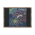 Retro Neon Doodle Floral Rainbow Throw