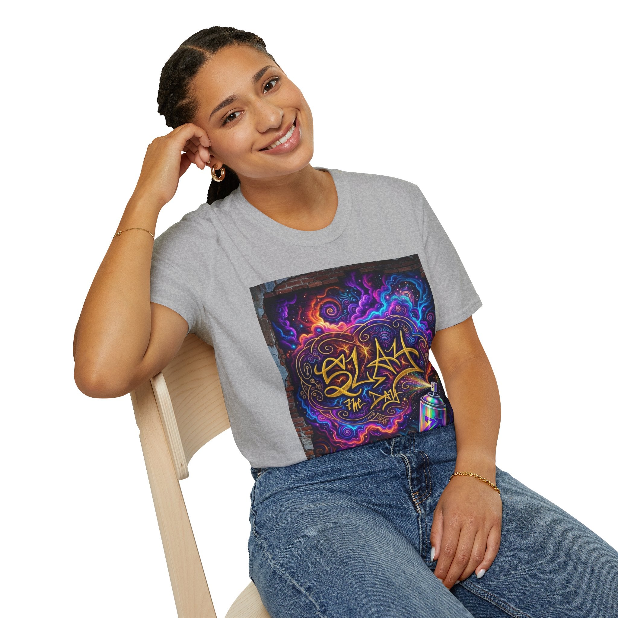 Psychedelic Graffiti Tee — Colorful Cosmic Street Art T-Shirt