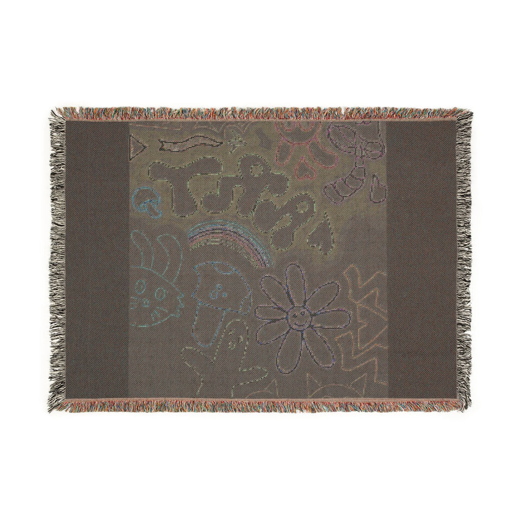Retro Neon Doodle Floral Rainbow Throw