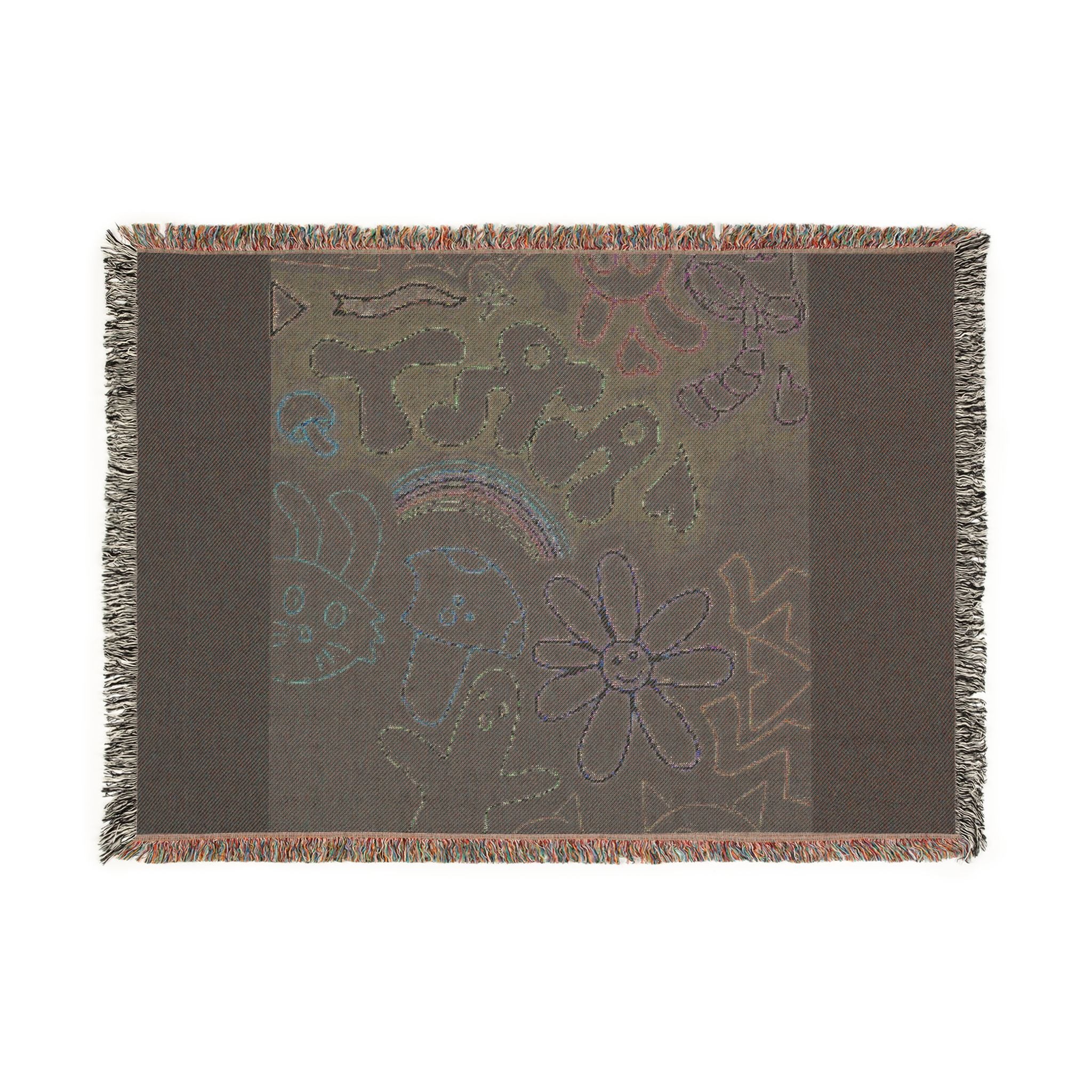 Retro Neon Doodle Floral Rainbow Throw