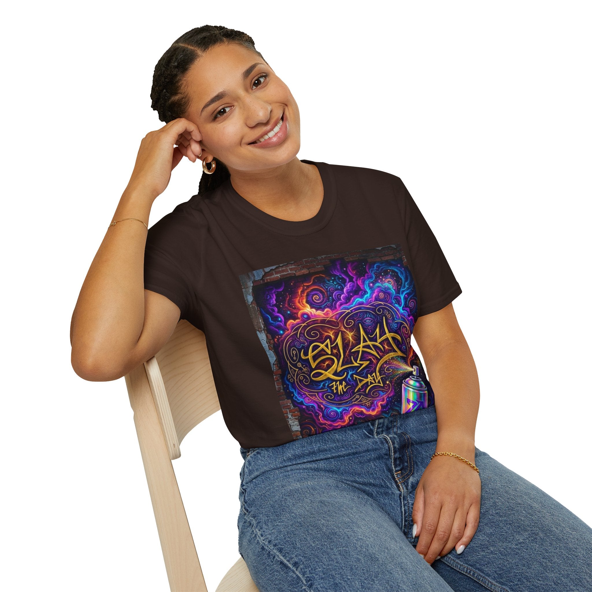 Psychedelic Graffiti Tee — Colorful Cosmic Street Art T-Shirt