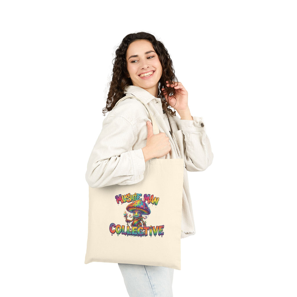 Mushroom Man Collective Colorful Psychedelic Canvas Tote