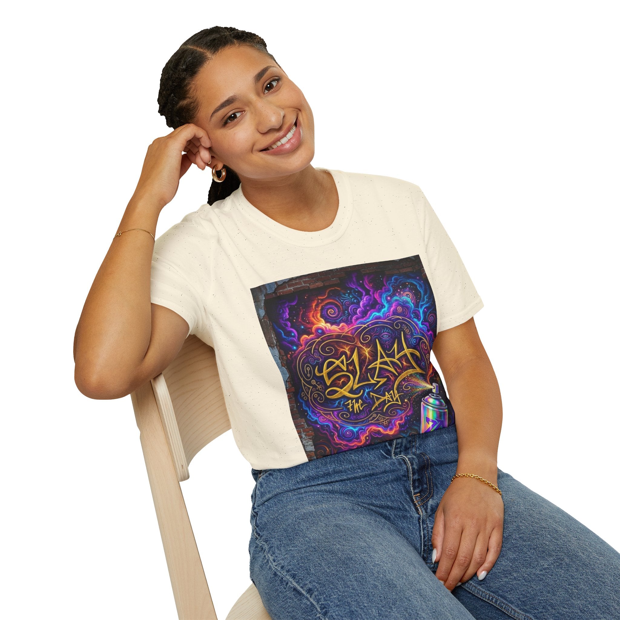 Psychedelic Graffiti Tee — Colorful Cosmic Street Art T-Shirt