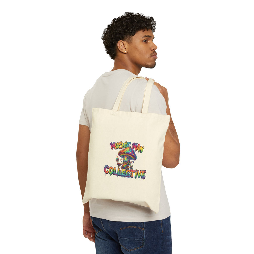 Mushroom Man Collective Colorful Psychedelic Canvas Tote