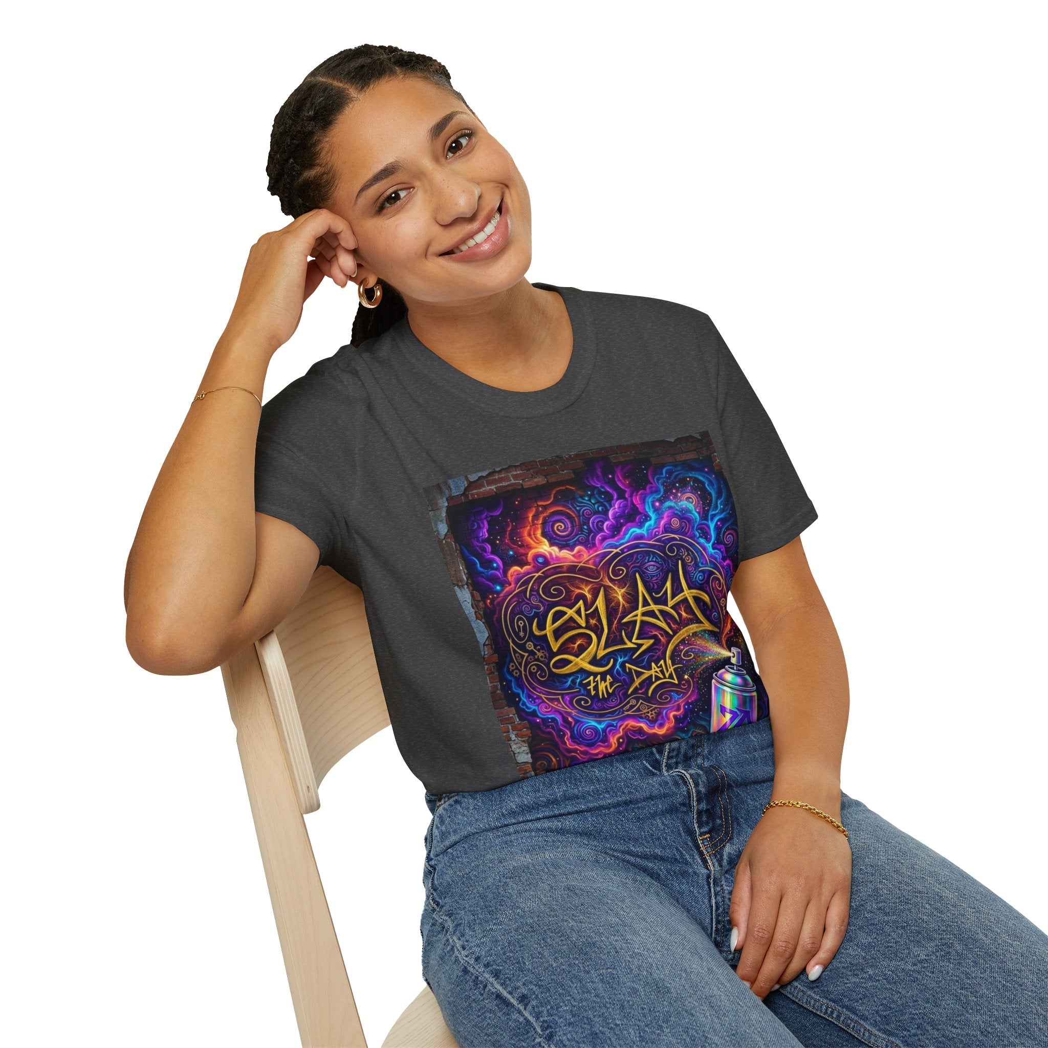 Psychedelic Graffiti Tee — Colorful Cosmic Street Art T-Shirt