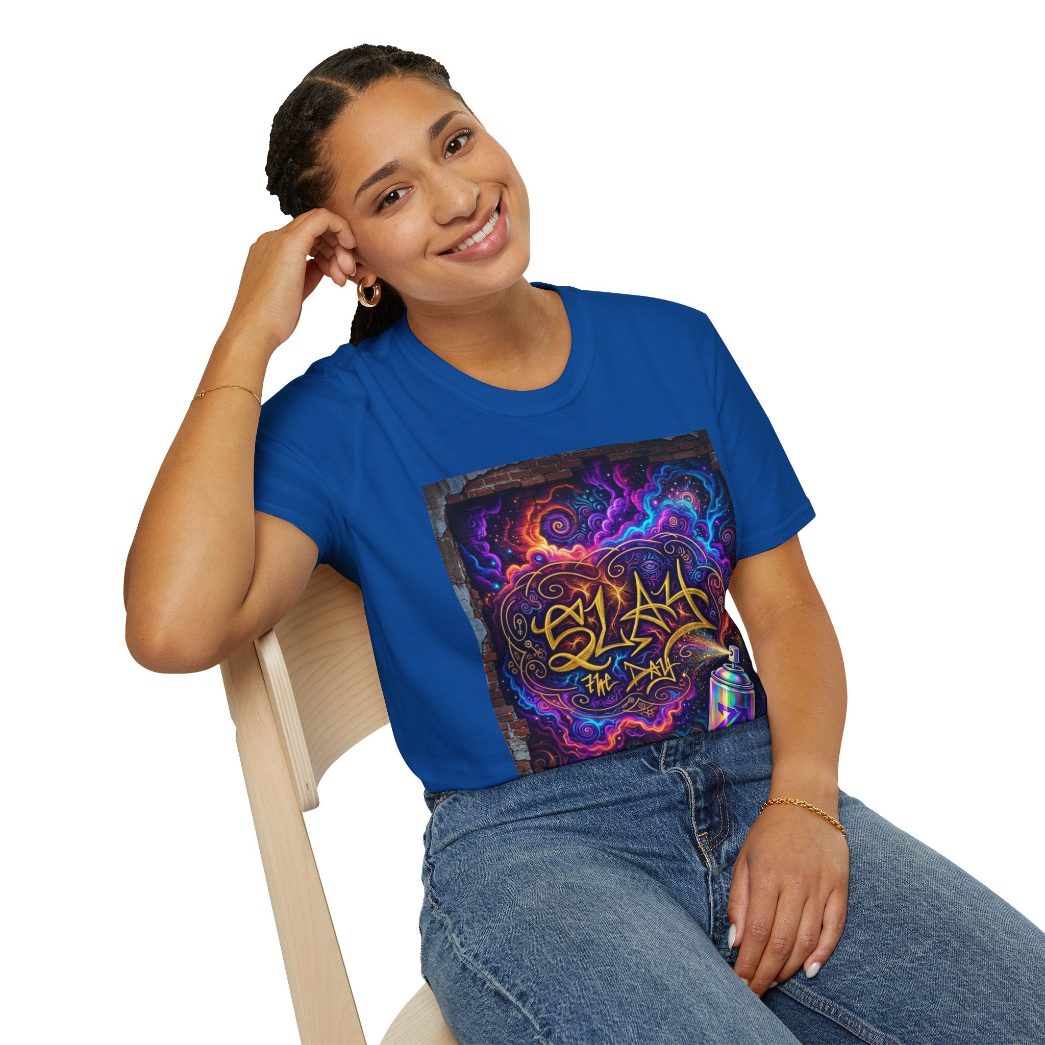 Psychedelic Graffiti Tee — Colorful Cosmic Street Art T-Shirt