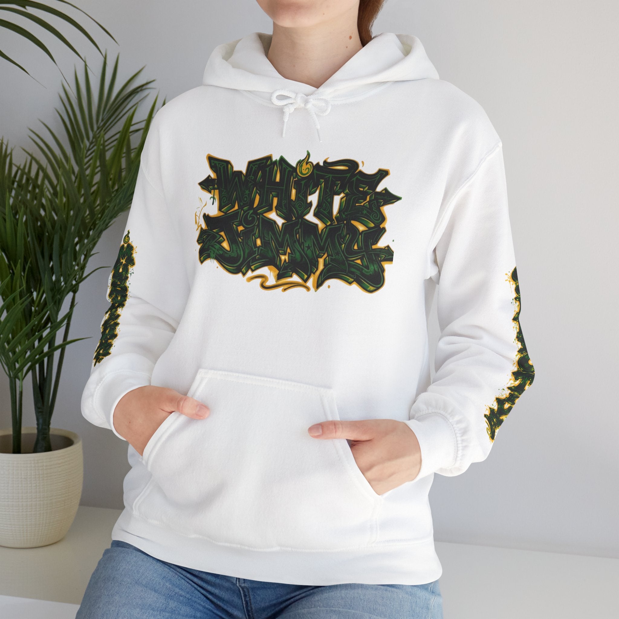 White Jimmy  — Psychedelic Forest Graphic Hooded Sweatshirt