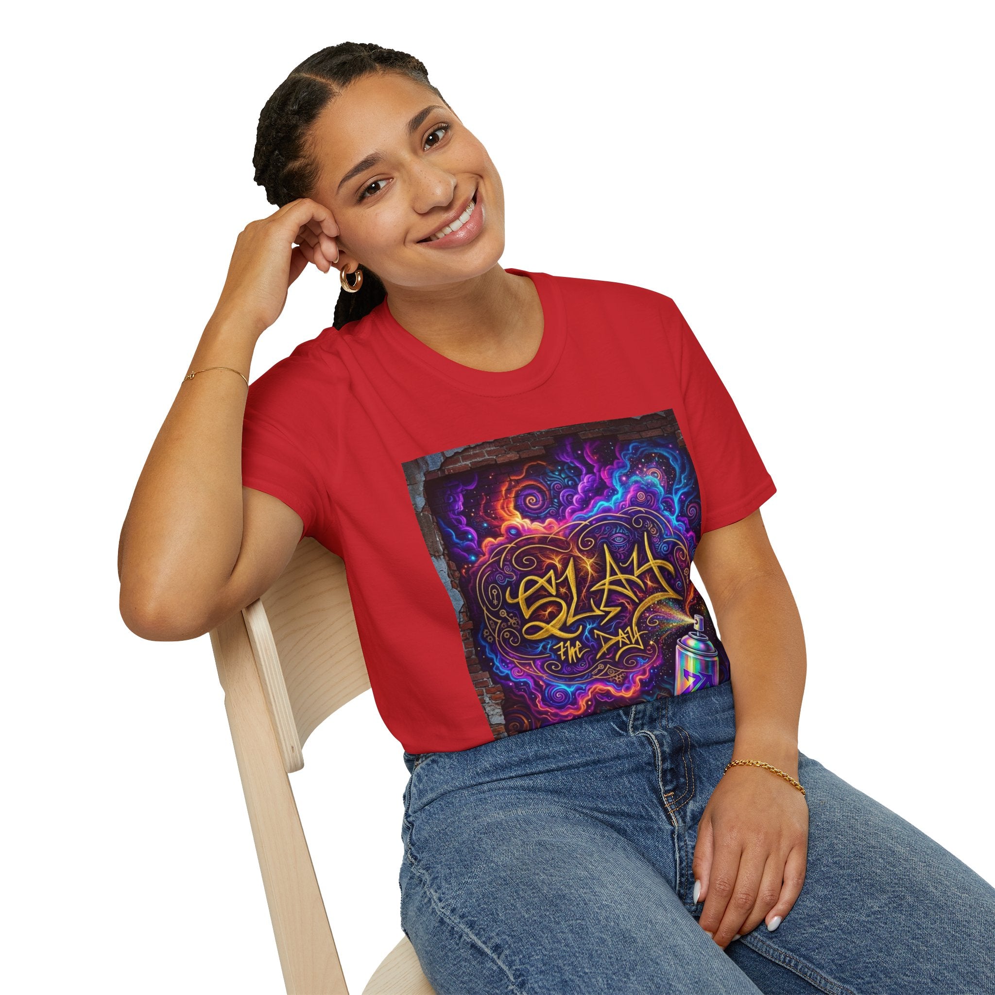Psychedelic Graffiti Tee — Colorful Cosmic Street Art T-Shirt