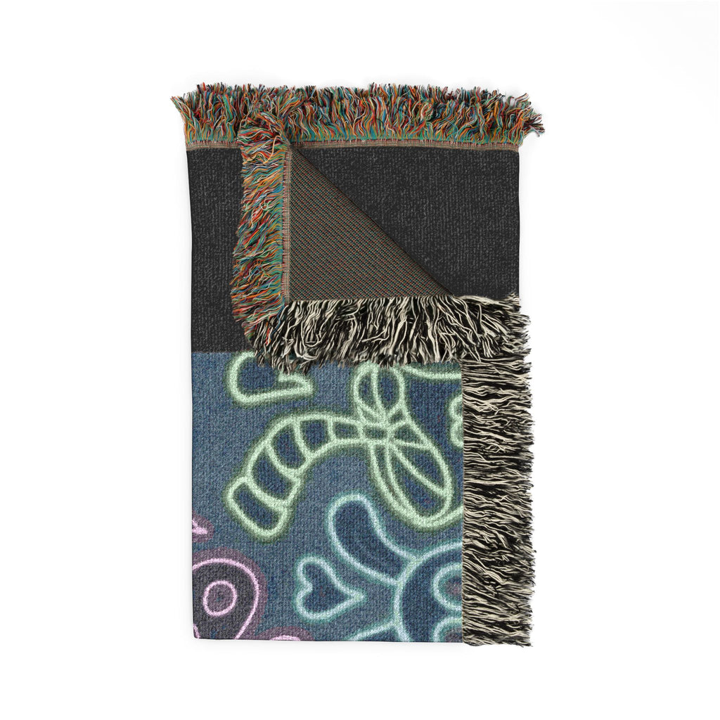 Retro Neon Doodle Floral Rainbow Throw