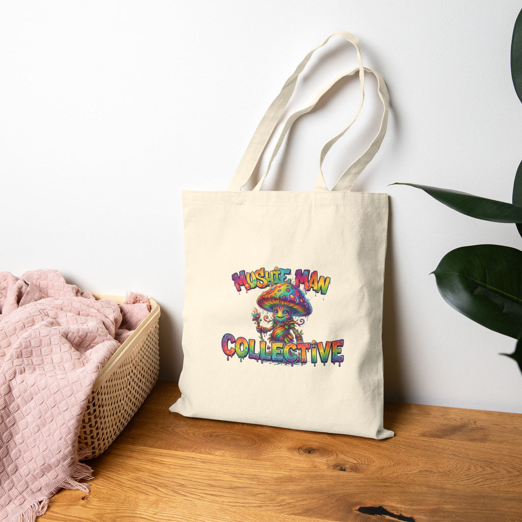 Mushroom Man Collective Colorful Psychedelic Canvas Tote