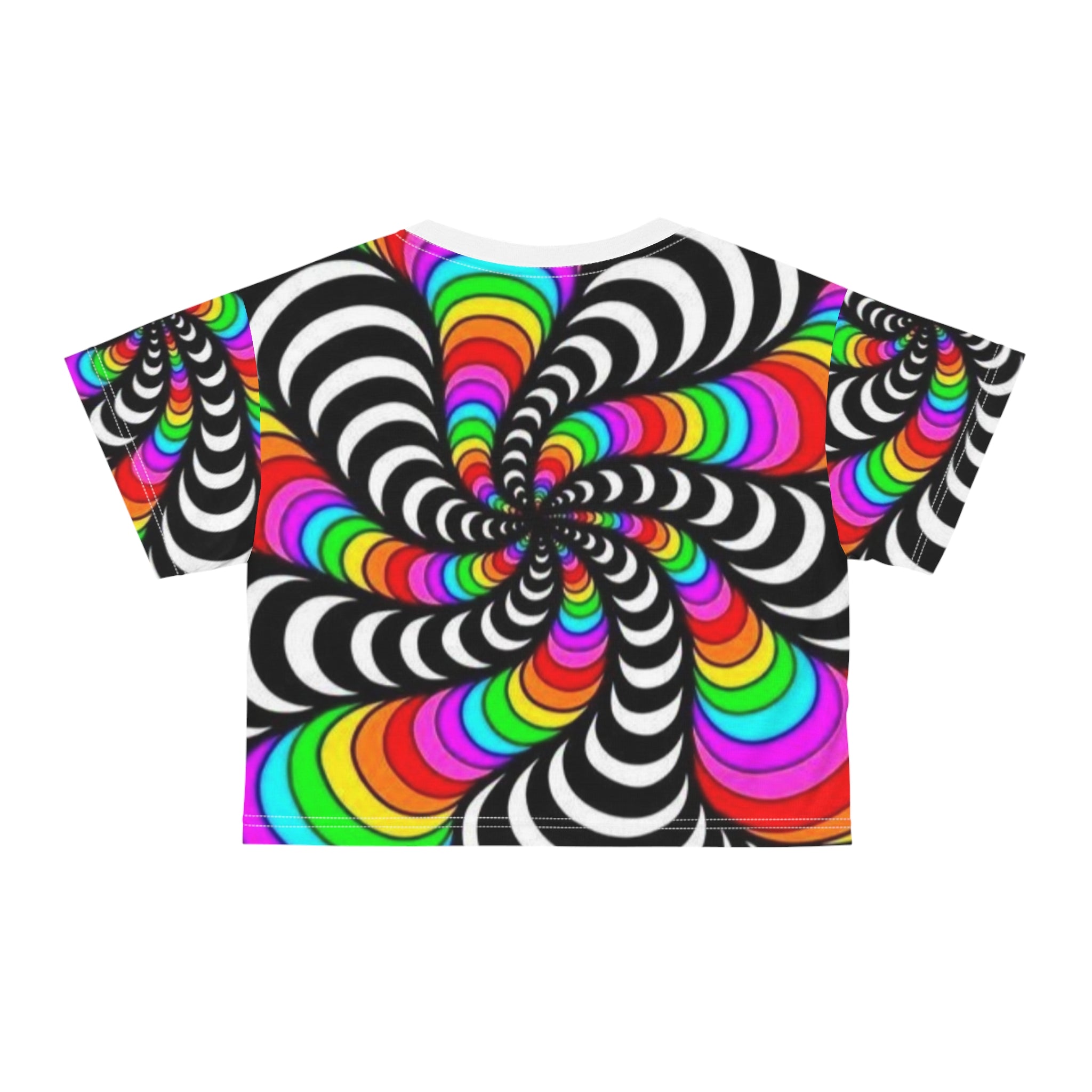 Vibrant Hypnotic Vortex Rave Crop Tee